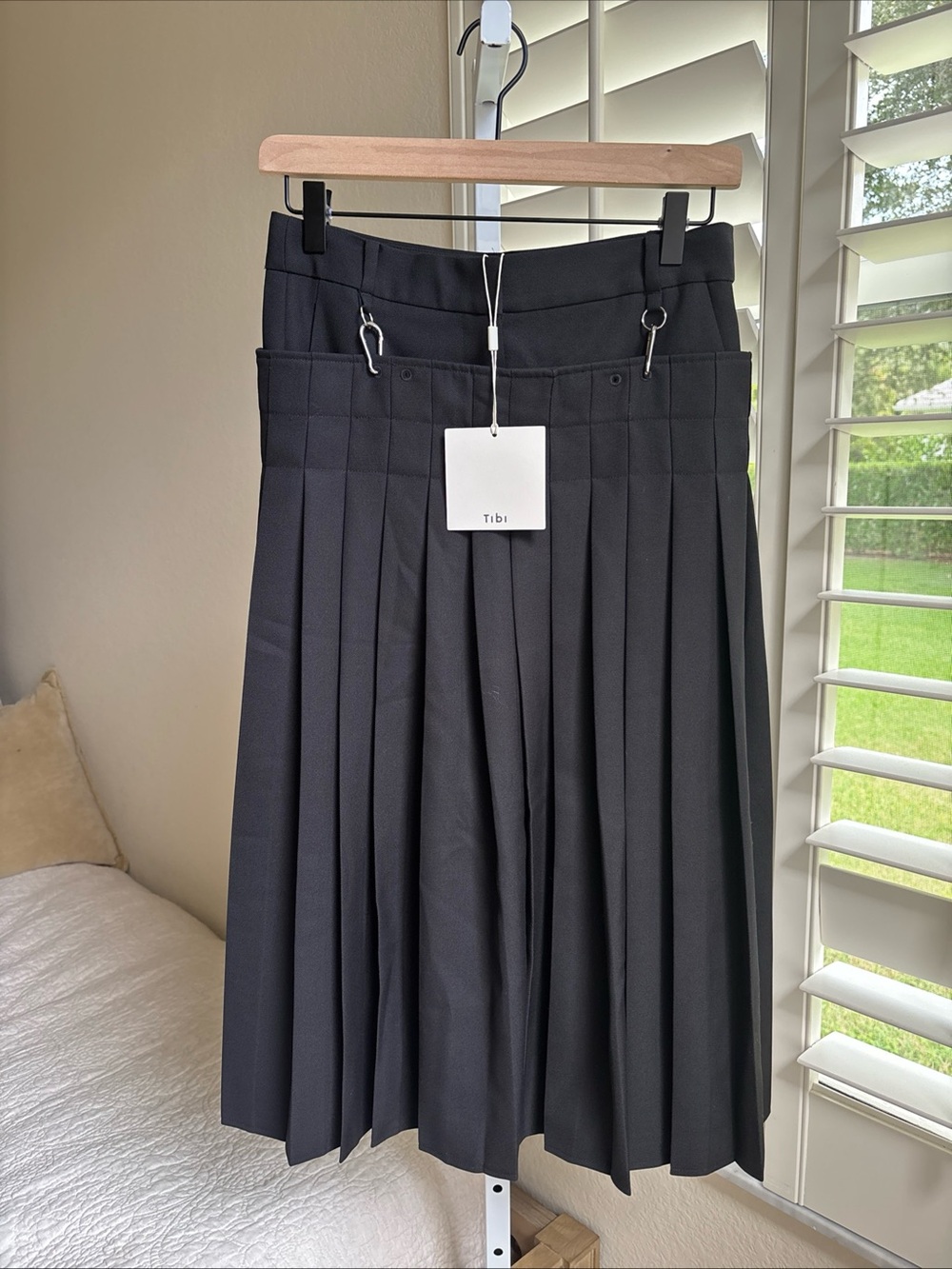 NWT Tibi Grain De Poudre Convertible Pleated Skirt Black Size 00 - Picture 5 of 15